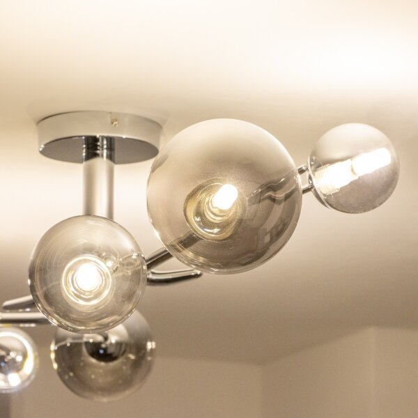 Brilagi - LED полилей за директен монтаж MISTEL 6xG9/3W/230V черен хром/опушено стъкло