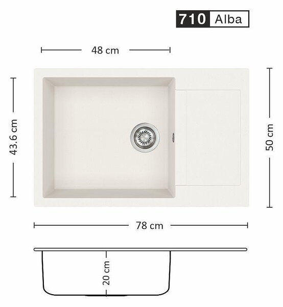 Eurolux FERETA BB 78.1 SI Композитна мивка за вграждане