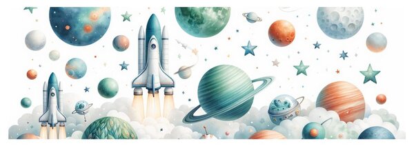 Картина на платно – Космически кораб в облаците