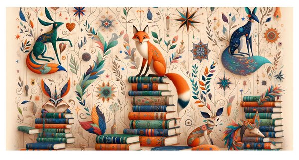 Картина на платно – Лисица между книги