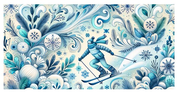 Картина на платно – Син зимен пейзаж