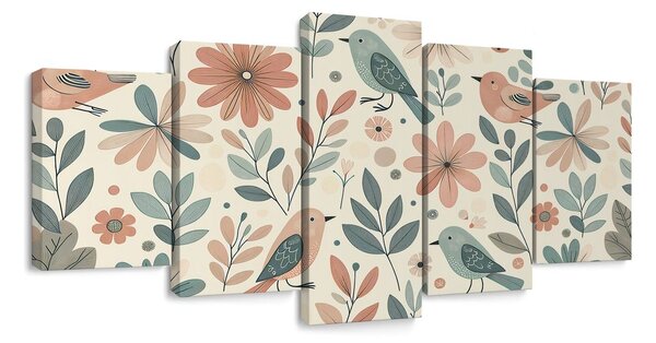 Картини от 5 части – Птички сред цветя
