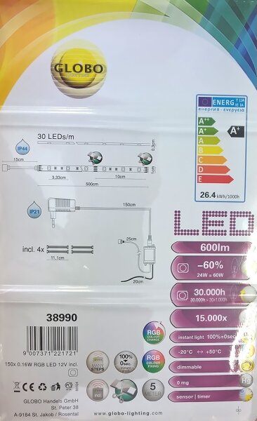 Globo 38990 - RGB LED Лента за баня LED BAND 150xLED/0,16W IP44