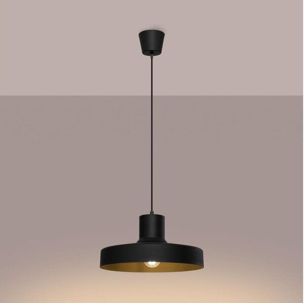 Sollux SL.1703 - Пендел BILO 1xE27/15W/230V Ø 35 см черен