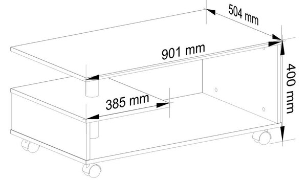 Масичка за кафе Vini на колелца 90 x 40 x 51 см сонома