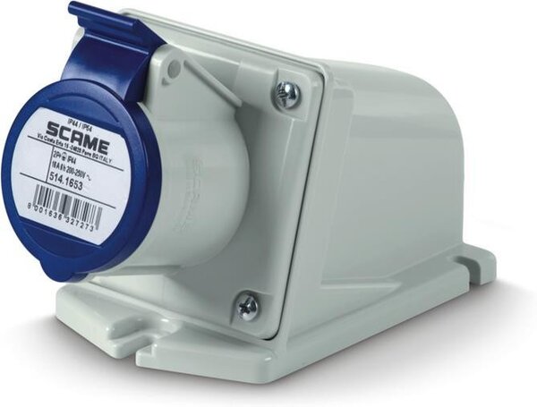 Scame Промишлен контакт 2P+Е 16A IP44 серия XENIA - 514.1653