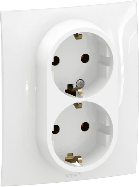 Legrand Контакт шуко ДВОЕН 16A моноблок цвят Бял Niloe New NP3131WH
