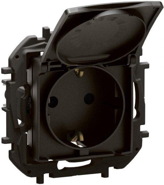 Legrand Контакт ШУКО 16A с капак и детска защита цвят Черен Niloe New NP3129BK