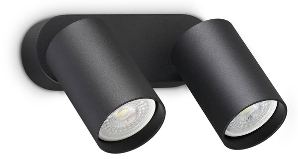 Ideal lux ® Аплик | DYNAMITE AP2 ROUND NERO | GU10 max2 x 28W | IP20 - 367385