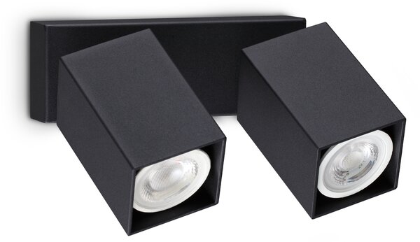 Ideal lux ® Аплик | DYNAMITE AP2 SQUARE NERO | GU10 max2 x 28W | IP20 - 371238