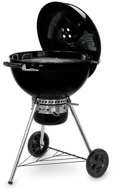 Барбекю на дървени въглища Weber Master Touch WB 14701004, 57 cm, Емайлирана стомана, Регулатор за въздух, 2 Гумени колела, Вграден термометър, Черен