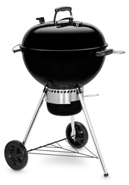 Барбекю на дървени въглища Weber Master Touch WB 14701004, 57 cm, Емайлирана стомана, Регулатор за въздух, 2 Гумени колела, Вграден термометър, Черен