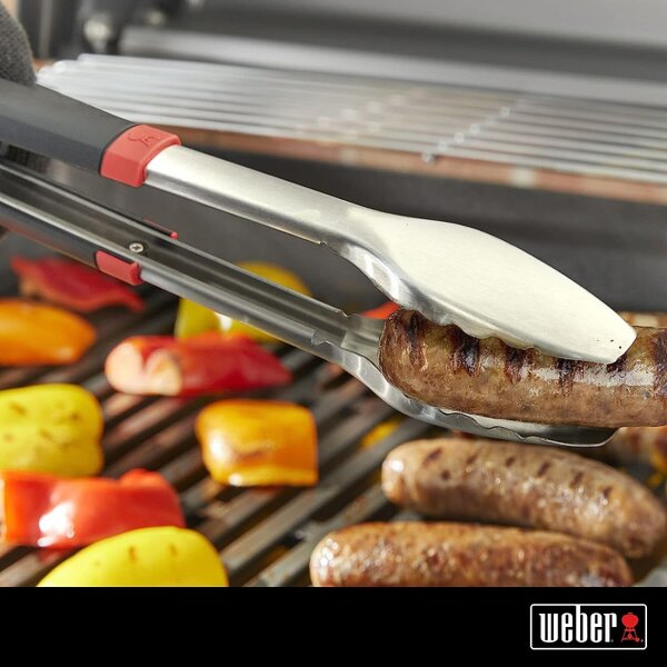 Щипка за готвене и сервиране Weber WB 6317, Неръждаема стомана, Заключващ механизъм, Инокс/черен