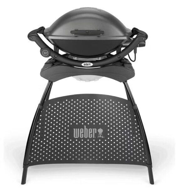 Електрическо барбекю Weber Q2400 WB 55020879, 2200 W, 55x39 cm, Капак и корпус от лят алуминий, Подвижна тава за мазнини, Тъмносив