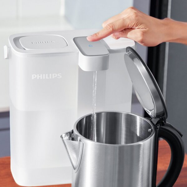Инстантна филтрираща кана за вода Philips AWP2980WH/58, 6W, 3 л, 1 л/мин, 2-38°C, 30 дни автономия, Бял