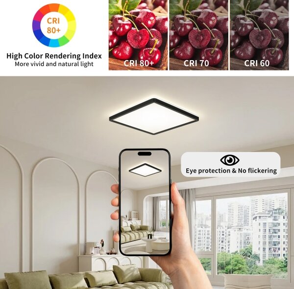 Brilagi - LED Лампа за баня ULTRA SLIM LED/18W/230V 30x30 см черен IP54