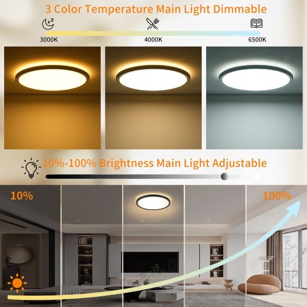 Brilagi - LED RGB димируемо осветително тяло ULTRA SLIM LED/18W/230V Ø 30 см, черно + дистанционно управление