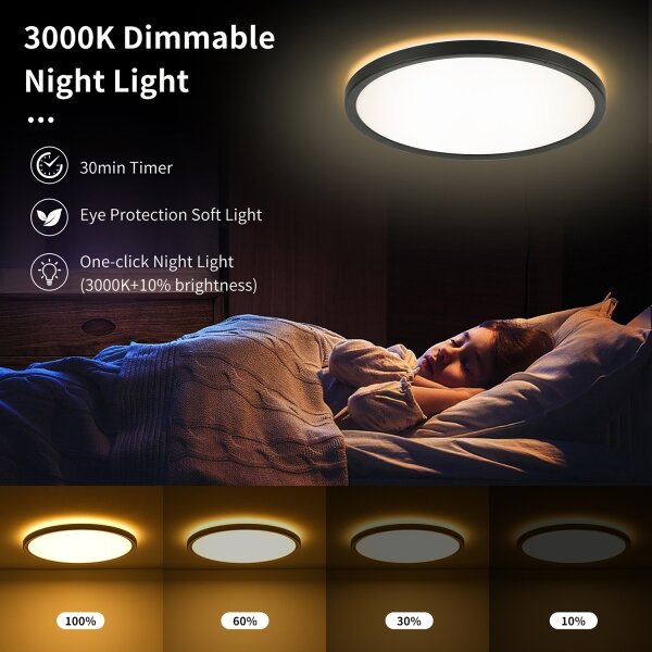 Brilagi - LED RGB димируемо осветително тяло ULTRA SLIM LED/18W/230V Ø 30 см, черно + дистанционно управление