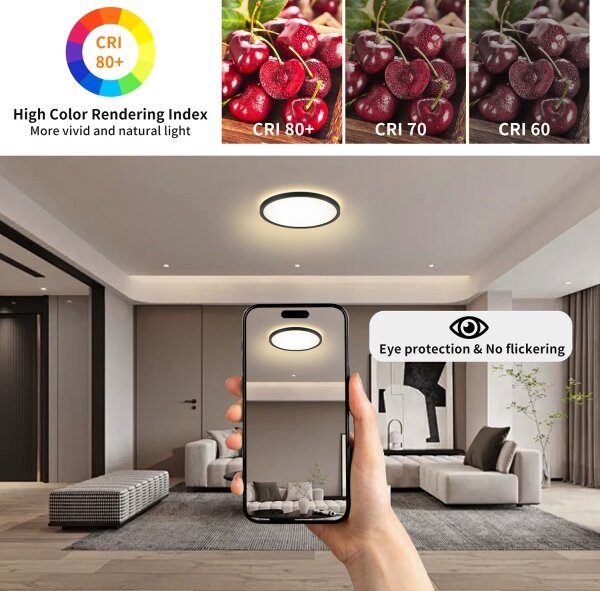 Brilagi - LED RGB димируемо осветително тяло ULTRA SLIM LED/18W/230V Ø 30 см, черно + дистанционно управление
