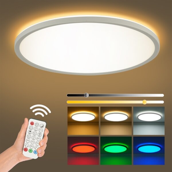 Brilagi - LED RGB димируемо осветително тяло ултра тънко LED/18W/230V Ø 30 см бяло + дистанционно управление