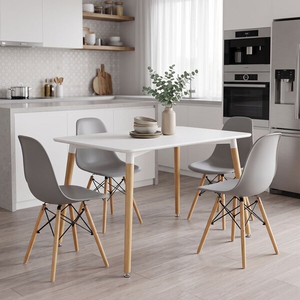 Set masa si scaune dining, 5 buc, Julita Natali, Gri, 120x80x76 cm