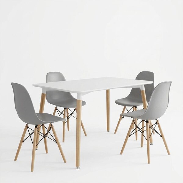 Set masa si scaune dining, 5 buc, Julita Natali, Gri, 120x80x76 cm