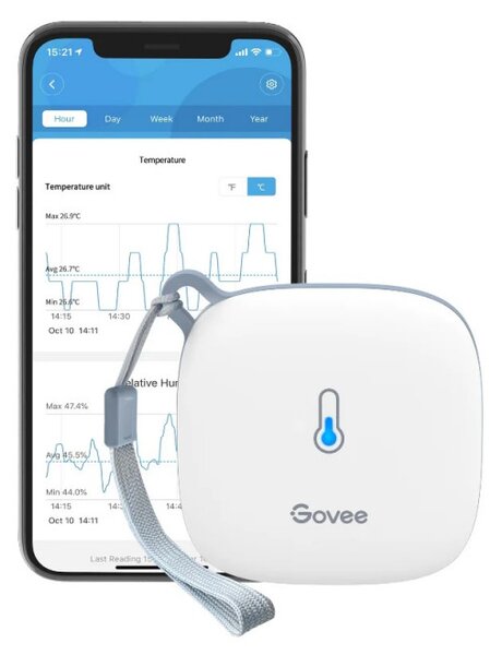 Стаен термометър и хигрометър Govee H5179, Wi-Fi, Bluetooth, LCD дисплей, Бял