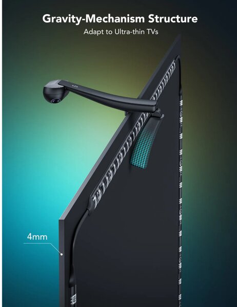 Smart LED лента за телевизор Govee Envisual T2 RGBIC H605C, 36W, Адресируеми цветни сегменти, Wi-Fi, Bluetooth, До 65" TV, Цветова синхронизация, Гласово управление, Черен