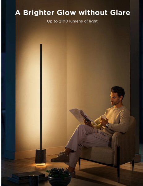 Подова Smart LED лампа Govee Floor Lamp Pro RGBICWW H6079, 170 см, 48W, 2100 lm, 6500K, Wi-Fi, Bluetooth, Govee Home, Черен
