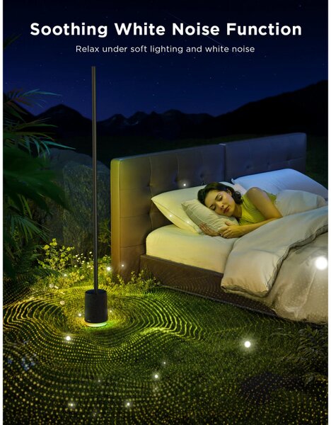 Подова Smart LED лампа Govee Floor Lamp Pro RGBICWW H6079, 170 см, 48W, 2100 lm, 6500K, Wi-Fi, Bluetooth, Govee Home, Черен