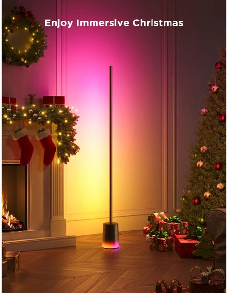 Подова Smart LED лампа Govee Floor Lamp 2 RGBICWW H607C, 152 см, 30W, 1725 lm, 6500K, Wi-Fi, Bluetooth, Govee Home, Черен
