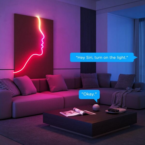Smart LED лента Govee Neon Rope Light 2 RGBIC H61D5301, 48W, 5 m, 173 lm, Bluetooth, Wi-Fi, Matter, Таймер, Самозалепваща, 420 диода, 11 музикални режима, Бял