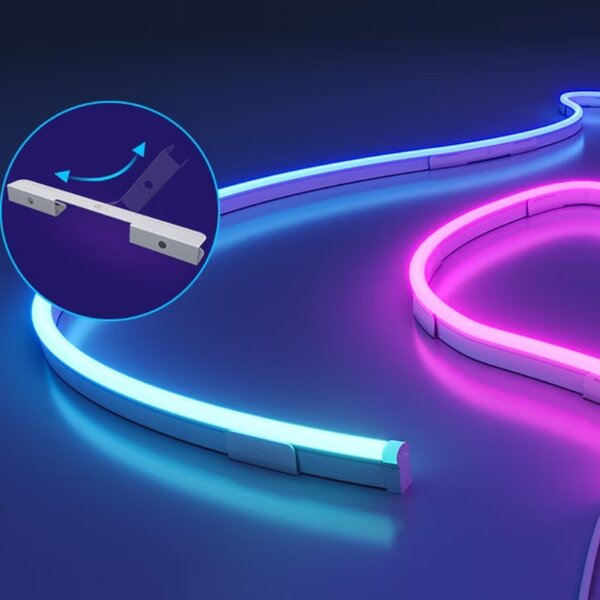 Smart LED лента Govee Neon Rope Light 2 RGBIC H61D5301, 48W, 5 m, 173 lm, Bluetooth, Wi-Fi, Matter, Таймер, Самозалепваща, 420 диода, 11 музикални режима, Бял