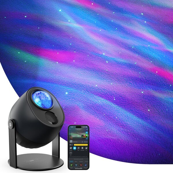Smart лампа тип проектор за звезди Govee Star Light Projector H6093, 12W, RGBW, Гласово управление, Wi-Fi, Bluetooth, Черен