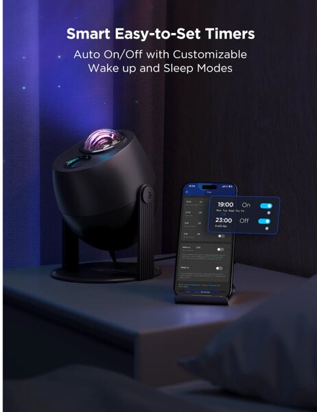 Smart лампа тип проектор за звезди Govee Star Light Projector H6093, 12W, RGBW, Гласово управление, Wi-Fi, Bluetooth, Черен