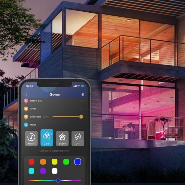 Комплект Smart LED лента Govee H615A3A3, 5 m, Wi-Fi, Bluetooth, Музикална синхронизация, Самозалепваща, Бял