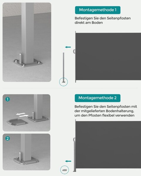 Странична тента Songmics Сива 180x350 см
