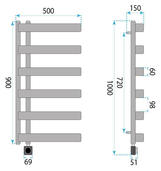 Електрически радиатор Rea Artas 90x50 см Сив