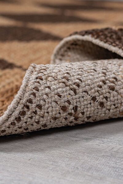 Килим пътека, Effie Diamond Jute Flair Rugs, тъмнокафяв, 80x230 см