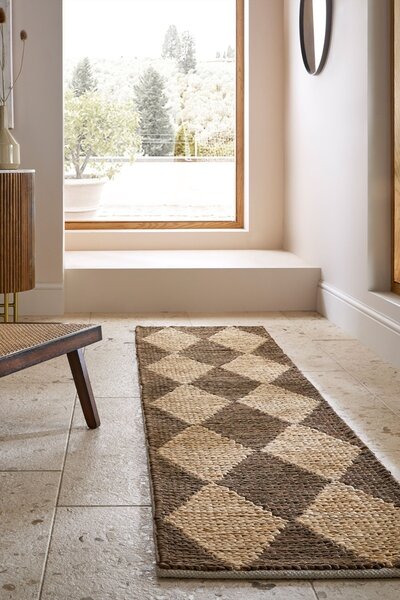 Килим пътека, Effie Diamond Jute Flair Rugs, тъмнокафяв, 80x230 см
