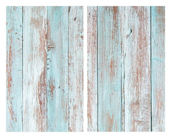 Капаци за печки от закалено стъкло в комплект от 2 броя 52x30 cm Blue Wood - Allstar