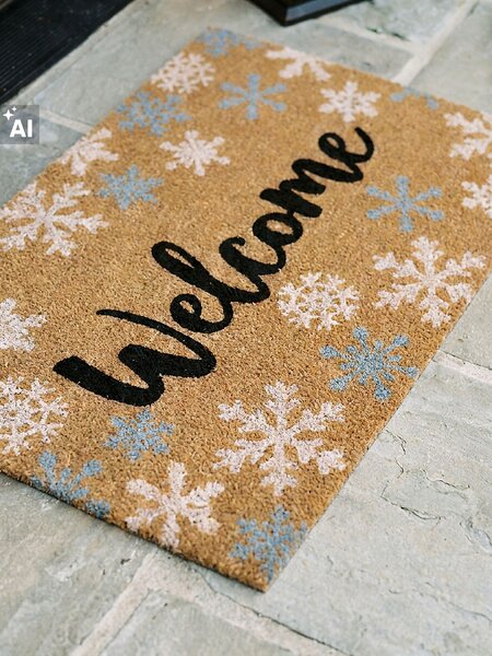 Sinsay - Постелка с надпис Welcome - кaфяв