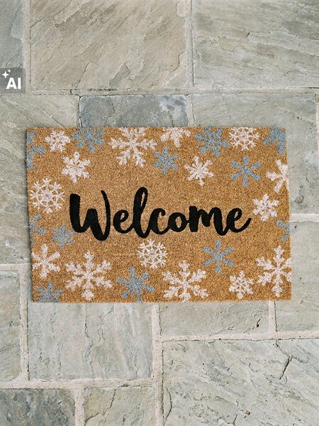Sinsay - Постелка с надпис Welcome - кaфяв