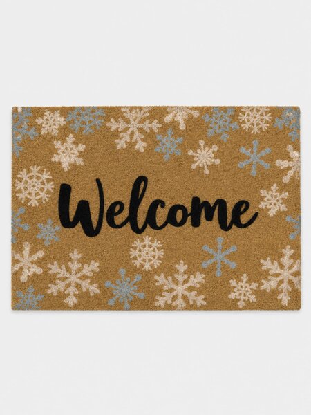 Sinsay - Постелка с надпис Welcome - кaфяв