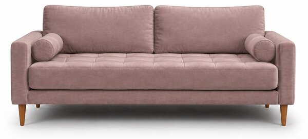 Триместен диван Midcentury в розово кадифе, 200/93/66 см