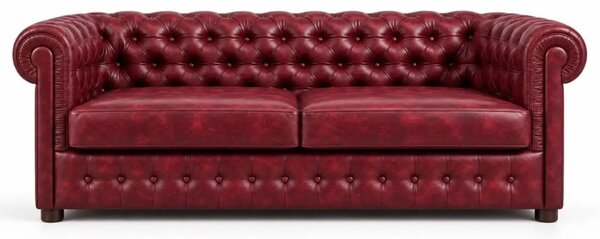 Диван Chesterfield Texas овал в антично бургунди, триместен 215х86х80 см