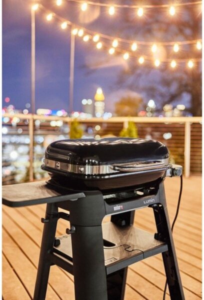 Електрическо барбекю Weber Lumin Compact WB91010979DL, 2200W, 315C MAX, Емайлирани с порцелан чугунени скари, Черен