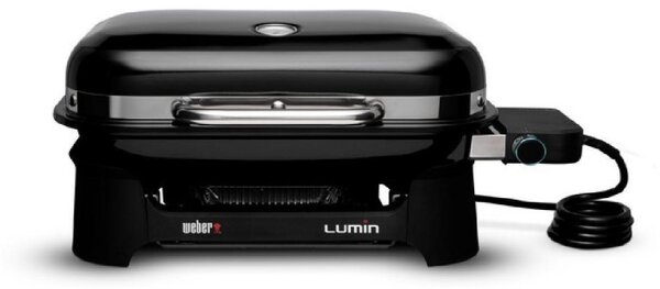 Електрическо барбекю Weber Lumin Compact WB91010979DL, 2200W, 315C MAX, Емайлирани с порцелан чугунени скари, Черен
