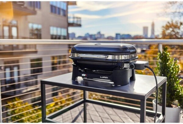 Електрическо барбекю Weber Lumin Compact WB91010979DL, 2200W, 315C MAX, Емайлирани с порцелан чугунени скари, Черен