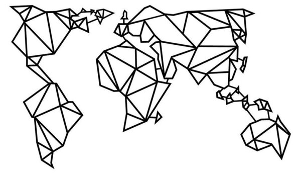 Декорация за стена Tanelorn 891TNL1174, Световна карта, 100x58 см, Метал, Черен